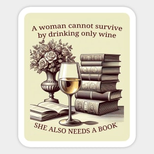 Woman, wine and books Sticker